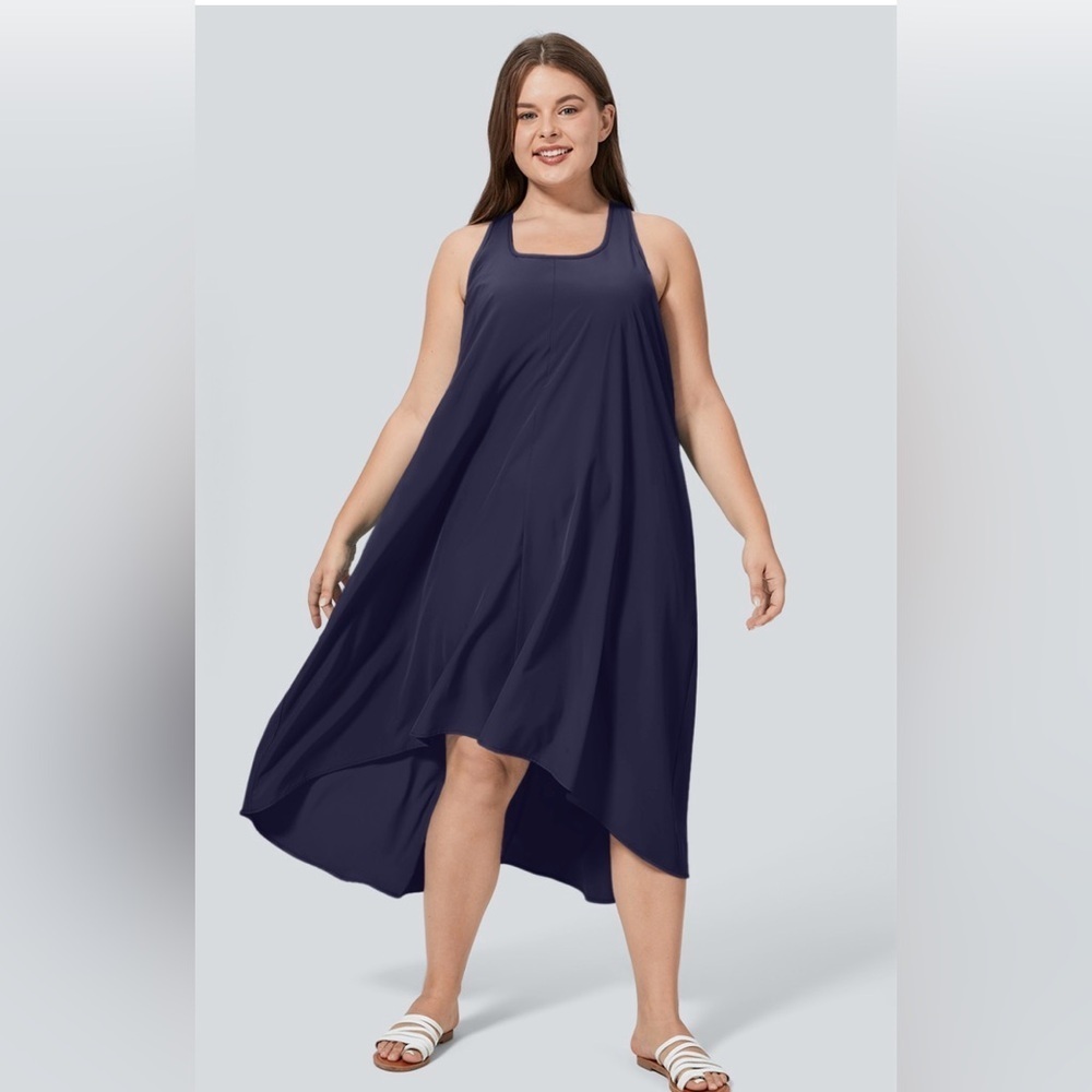 Halara Breezeful™ Backless Racerback Side Pocket High Low Flowy Midi L